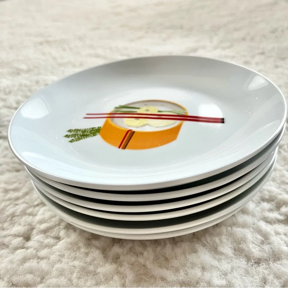 Crate & Barrel Global Bites Appetizer Plates Sushi Snack Tidbit Set of 6, 6.75”